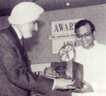 Receiving the HBSAI Award from the Union Finance Minister, P. Chidambaram, circa 1995