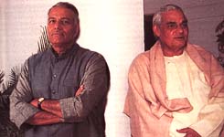 Yashwant Sinha (left) and Atal Bihari Vajpayee